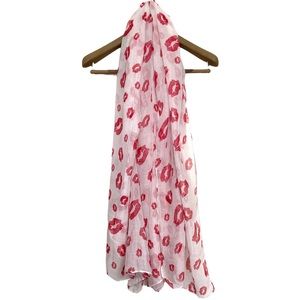 💋WHITE / RED “KISS” LIGHTWEIGHT SARONG / WRAP / COVERUP / SCARF•